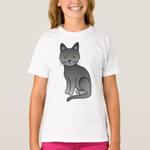 Camiseta Ilustración de gato de dibujos animados lindo azul