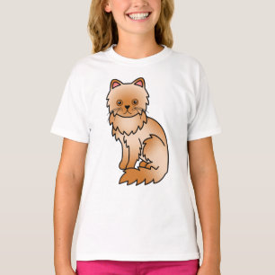 Camiseta Ilustración de gato de dibujos animados persa rojo