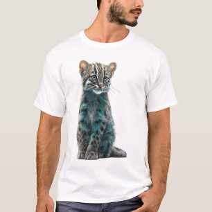 Camiseta Ilustración de gato de jungla manchado de azul