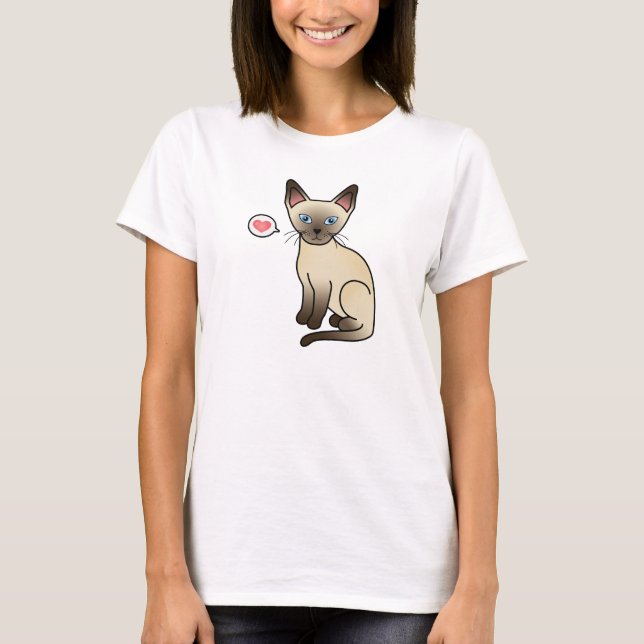 Camiseta Ilustración de gato de raza siamesa de punta de ch (Anverso)