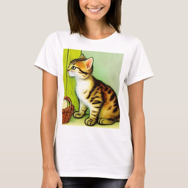 Camiseta Ilustracion de gato de tabby de época (Anverso)