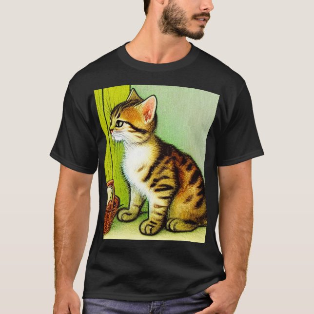 Camiseta Ilustracion de gato de tabby de época (Anverso)