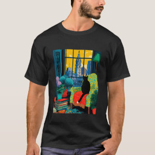 Camiseta Ilustración de gato esmoquin con la silueta de la