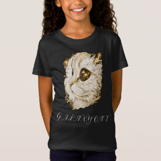 Camiseta Ilustración de gato galaxia cósmica en tinta neón