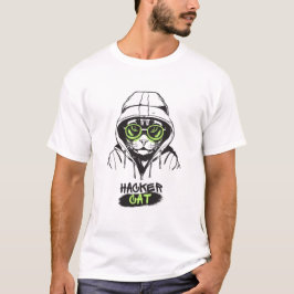 Camiseta Ilustración de gato hacker lindo – Regalo de ciber