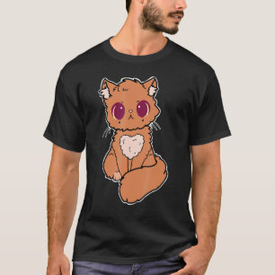 Camiseta Ilustración de gato lindo con ojos de bebé y coraz