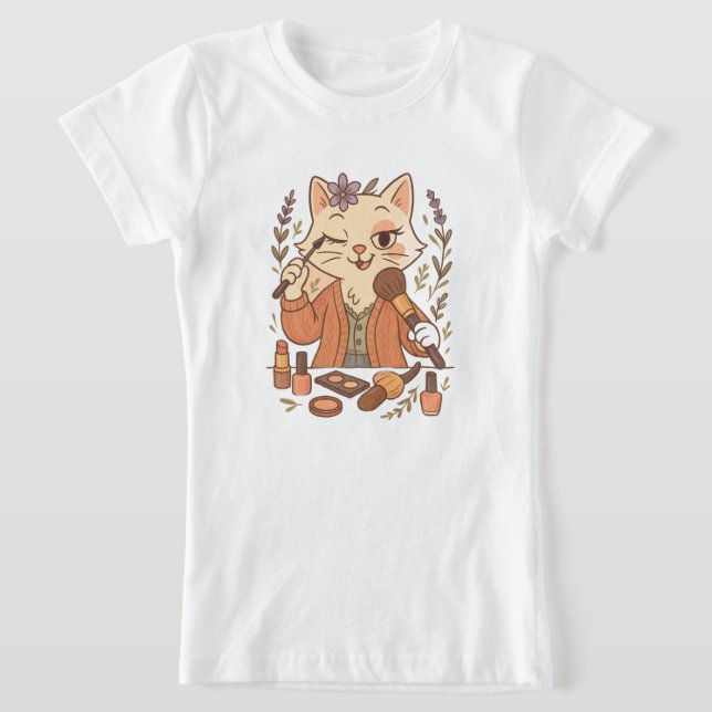 Camiseta Ilustracion de gato lindo - Maquillaje de gatito g (Distribución)