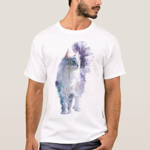 Camiseta Ilustración de gato longhair de acuarela etérea pa
