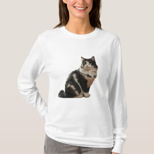 Camiseta Ilustracion de gato Mascota blanco y negro