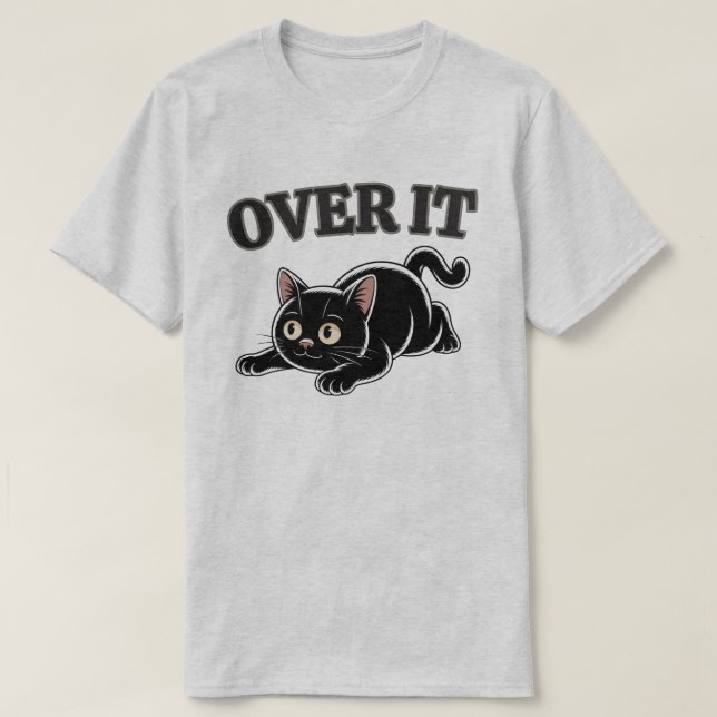 Camiseta Ilustración de gato negro divertida (Diseño del anverso)