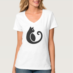 Camiseta Ilustración de gato negro en silueta