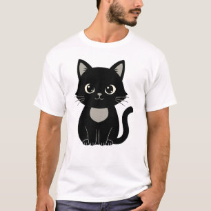 Camiseta Ilustración de gato negro lindo Minimalista Amante