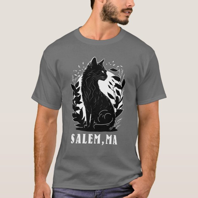 Camiseta Ilustracion de gato negro | Salem (Anverso)