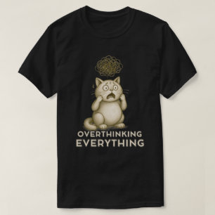 Camiseta Ilustración de gato pensativo con mínima reflexión