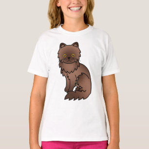 Camiseta Ilustración de gato persa de dibujos animados lind