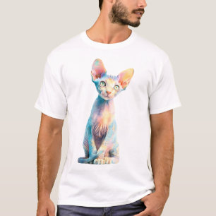 Camiseta Ilustración de gato Sphynx estilizado prismático p
