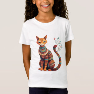 Camiseta Ilustración de gato tribal boho Diseño de arte pop