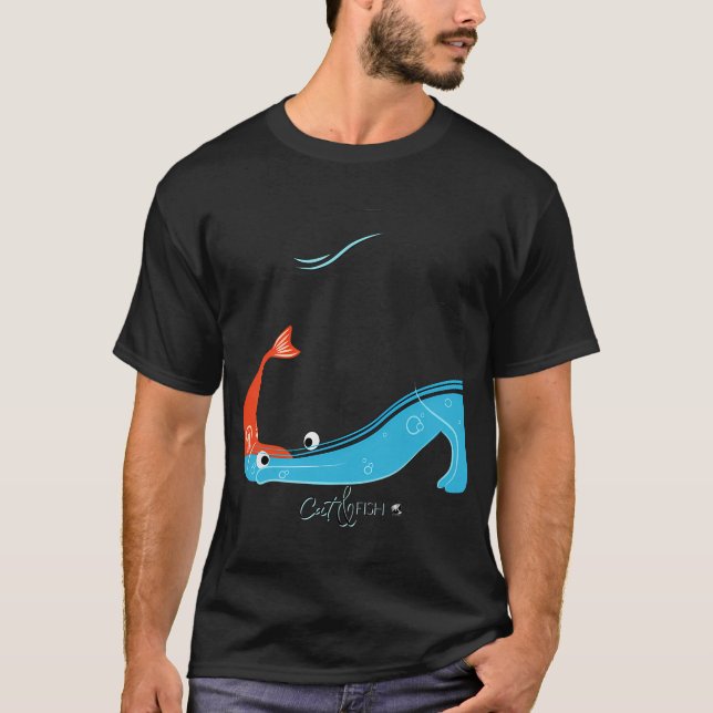 Camiseta Ilustración de gato y pez (Anverso)
