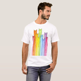 Camiseta Ilustracion de gatos caprichosos del arcoiris