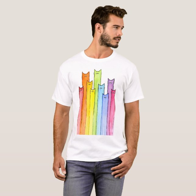 Camiseta Ilustracion de gatos caprichosos del arcoiris (Anverso completo)
