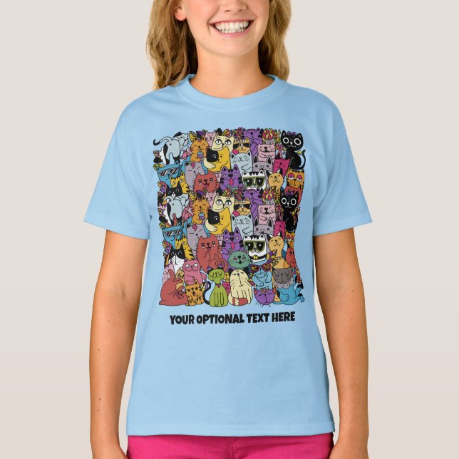 Camiseta Ilustracion de gatos graciosos personalizado (Anverso)