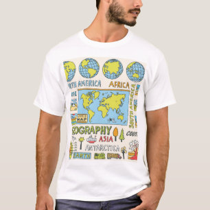 Camiseta Ilustracion de geografía de época dibujado a mano
