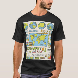 Camiseta Ilustracion de geografía de época dibujado a mano