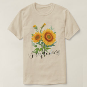 Camiseta Ilustracion de girasoles amarillos Floral Botánica