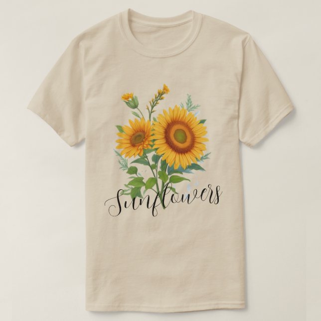 Camiseta Ilustracion de girasoles amarillos Floral Botánica (Diseño del anverso)