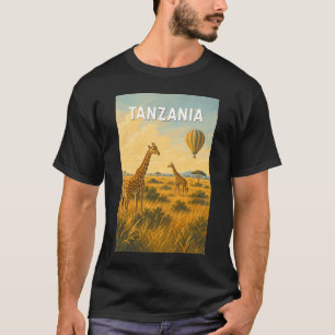 Camiseta Ilustración de globo aerostático de Tanzania Arte 