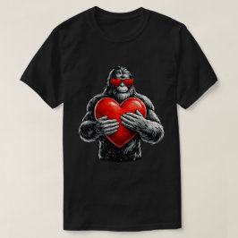 Camiseta Ilustración de Gorila Amor Corazón