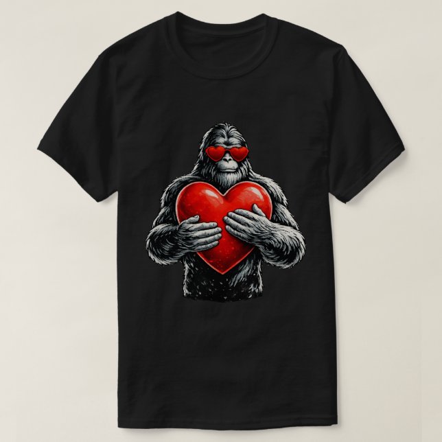 Camiseta Ilustración de Gorila Amor Corazón (Diseño del anverso)