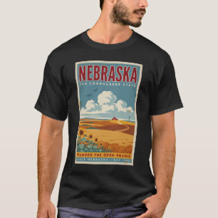 Camiseta Ilustración de granja de pradera de Nebraska Arte