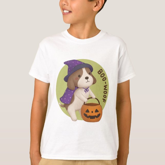 Camiseta Ilustracion de Halloween: Boo-Woof (Beagle) (Anverso)