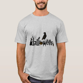 Camiseta Ilustracion de Halloween con cuerdas negras y text