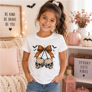 Camiseta Ilustración de Halloween de cráneo con lazo Coquet