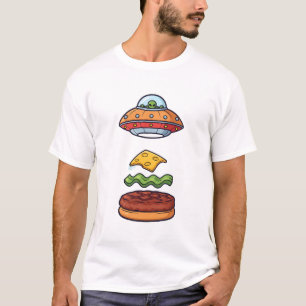 Camiseta Ilustración de hamburguesa OVNI alienígena con cap