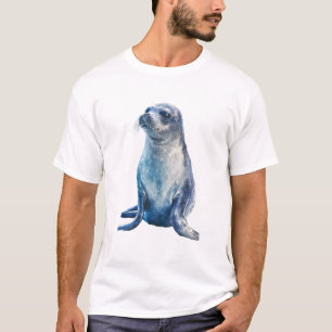 Camiseta Ilustración de hombre con sello glacial azul majes