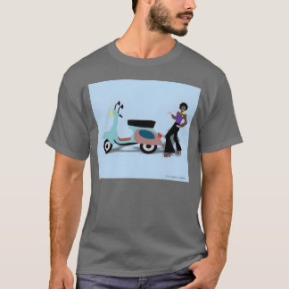 Camiseta Ilustración de hombre disco años 70 estilo Vespa r