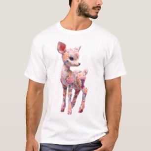 Camiseta Ilustración de Hombre Floral Fawn Pastel Blossom
