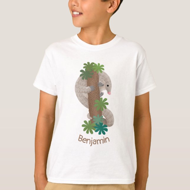 Camiseta Ilustracion de hormigón de pangolin feliz (Anverso)