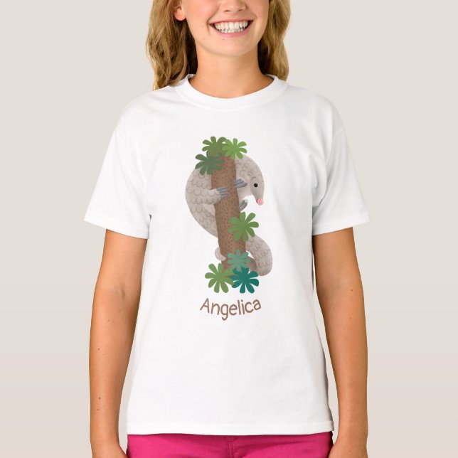 Camiseta Ilustracion de hormigón de pangolin feliz (Anverso)