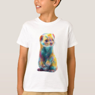 Camiseta Ilustración de Hurón Comadreja Arcoíris para Niños