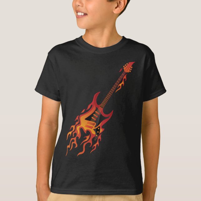Camiseta Ilustracion de incendio de guitarra eléctrica (Anverso)