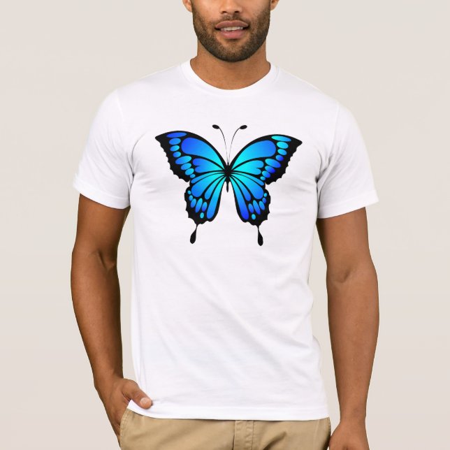 Camiseta Ilustracion de insectos azules de mariposa-20284 (Anverso)