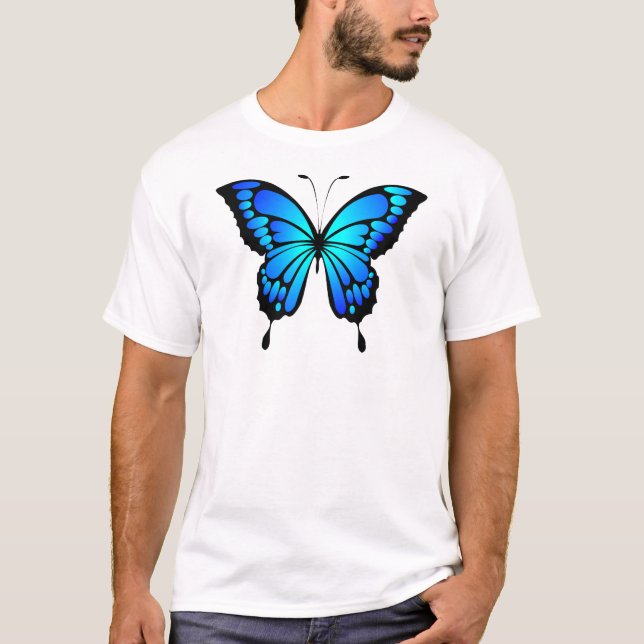 Camiseta Ilustracion de insectos azules de mariposa-20284 (Anverso)