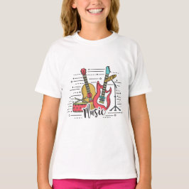 Camiseta Ilustracion de instrumentos musicales vibrantes