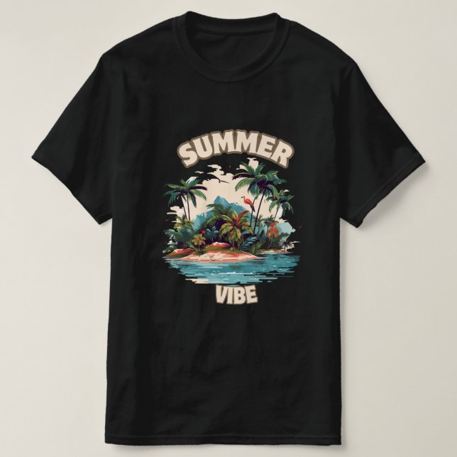 Camiseta Ilustracion de Isla Tropical de Summer Vibe (Diseño del anverso)