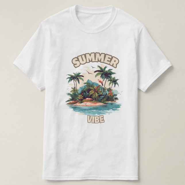 Camiseta Ilustracion de Isla Tropical de Summer Vibe (Diseño del anverso)