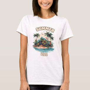 Camiseta Ilustracion de Isla Tropical de Summer Vibe